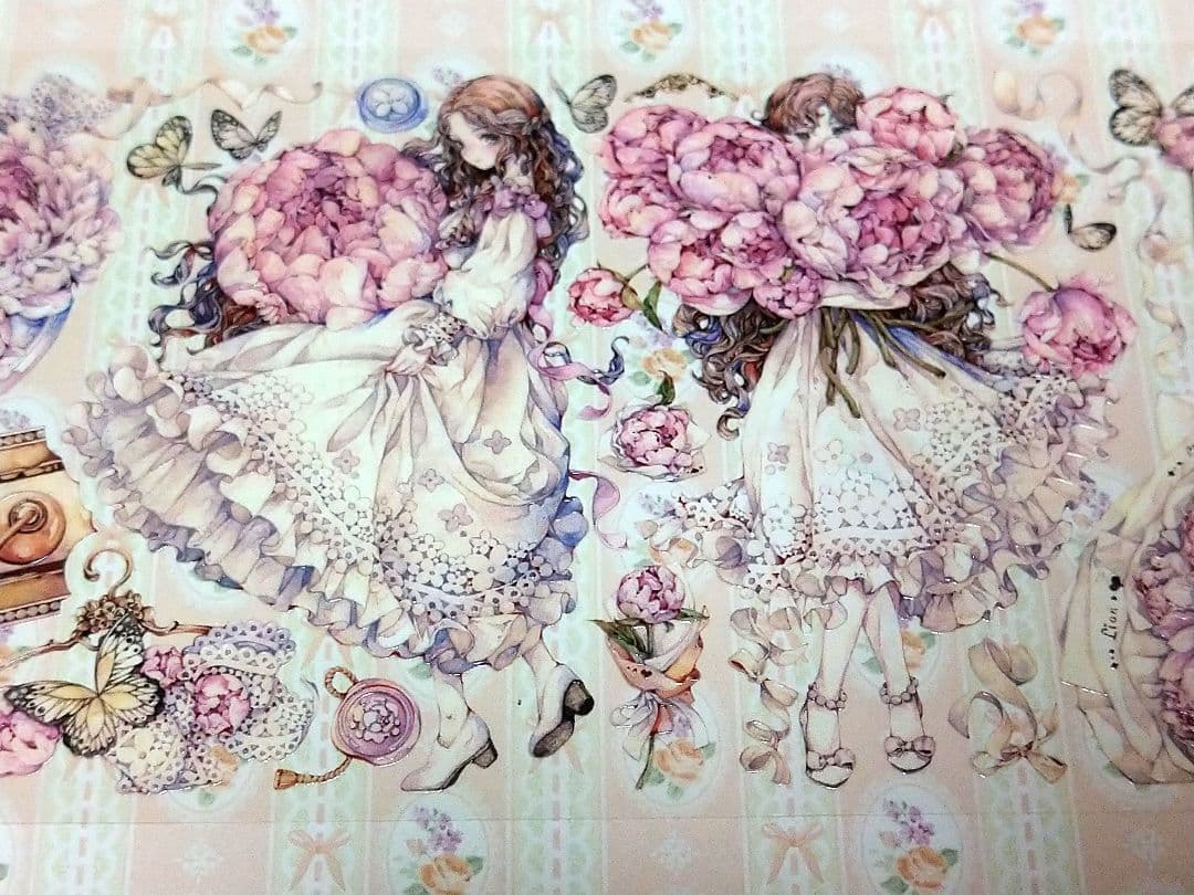 ✩再販✩J685＃芍药季(水晶)LION切り売り海外人物マステ女の子