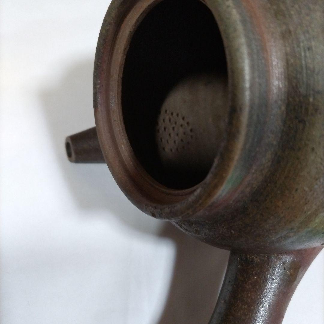 備前焼きの大きな横手急須 榊原芳山