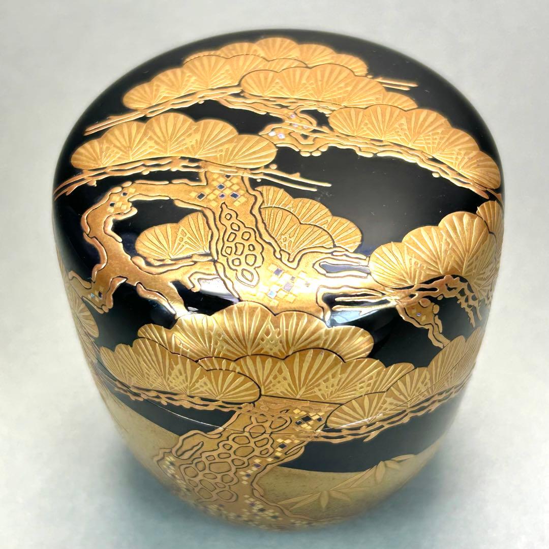 棗　『一瓢斎　而妙斎書付』　大棗　老松蒔絵　花押　お茶道具　茶道　書付箱　工芸品