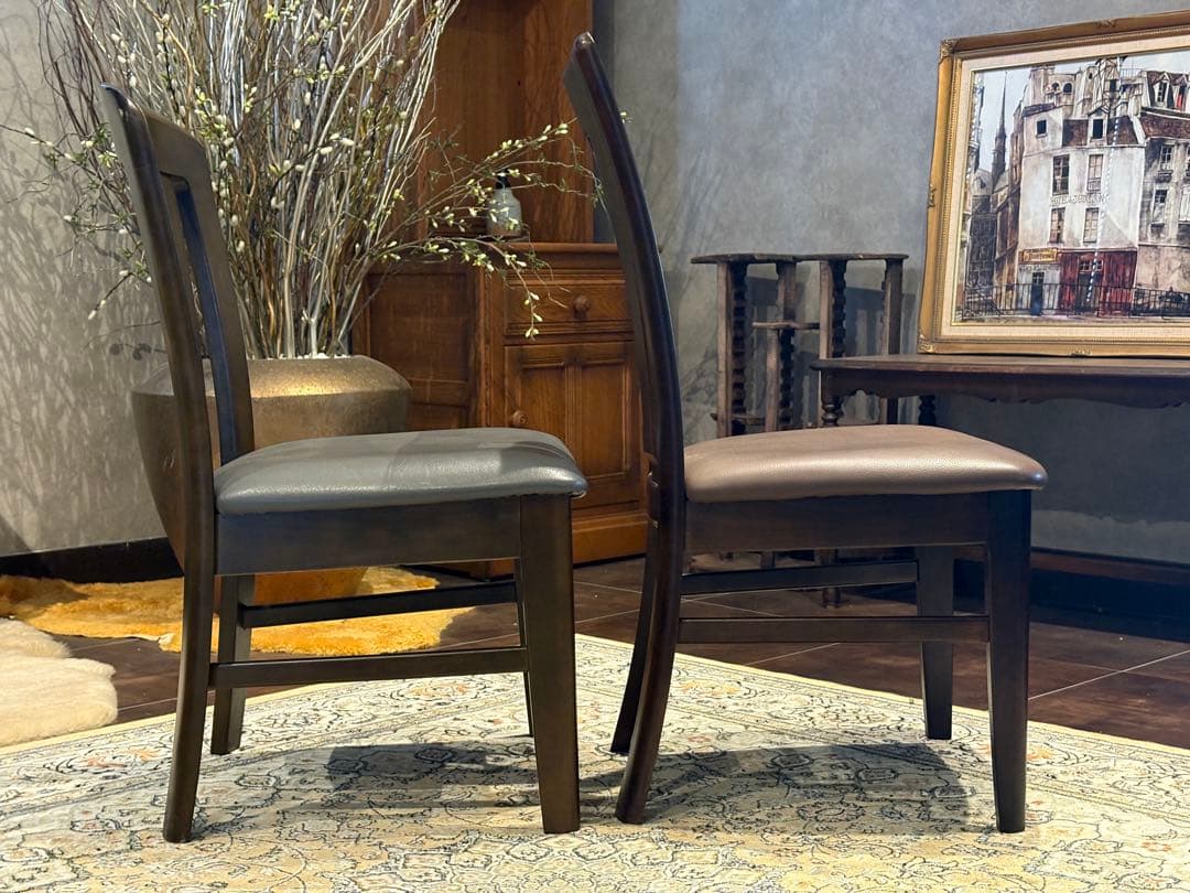 ③karimoku カリモク ダイニングチェア リビングチェア 合皮レザー YN